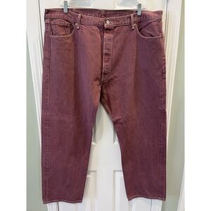 VTG Levis 501 Jeans Men 43x30 Burgundy Wash Button Fly Straight Leg Original
